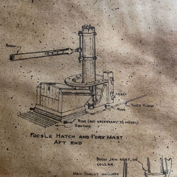 Vintage Antique Framed Blueprint Schooner Elsie Out of Gloucester, Mass. 1910 - Picture 6 of 16